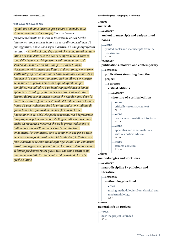 An actual exported Notebook page with source text, highlighted passages and the code tree